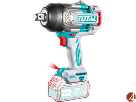 Utahovák rázový AKU  3/4", BRUSHLESS, 1350Nm, 20V Li-ion, industrial, bez baterie a nabíječky