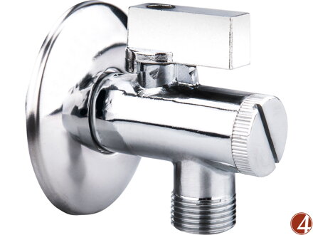 Ventil rohový s filtrem a kovovou pákou, 1/2"-3/8"