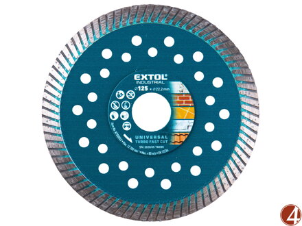 Kotouč diamantový řezný, turbo Fast Cut, suché i mokré řezání, O 125x22,2x2mm