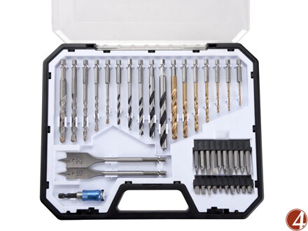 Vrtáky se šestihrannou stopkou a hroty, sada 40ks, HSS, CrV