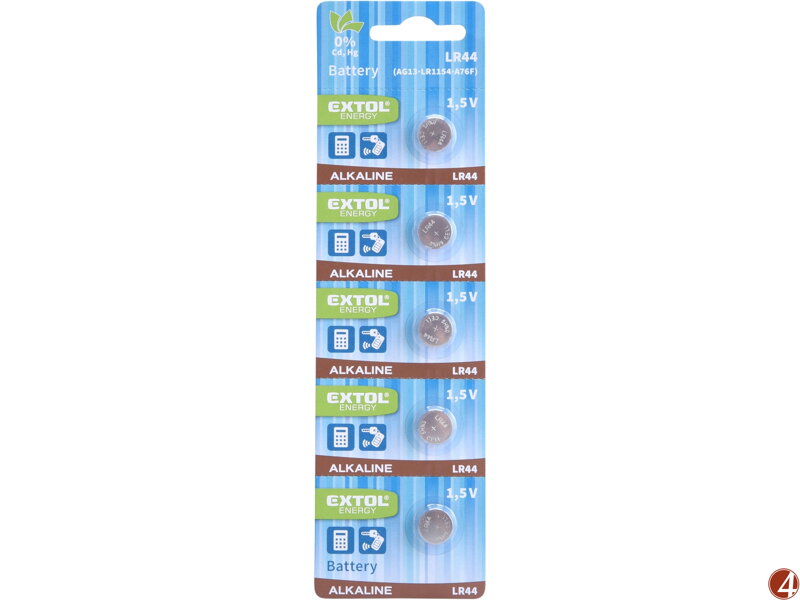 Baterie alkalické, 5ks, 1,5V (LR44) Baterie alkalické, 5ks, 1,5V (LR44)