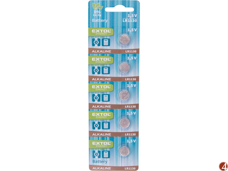 Baterie alkalické, 5ks, 1,5V (LR54, LR1130) Baterie alkalické, 5ks, 1,5V (LR54, LR1130)