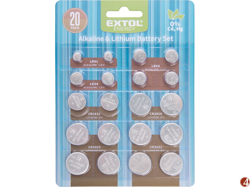 Baterie alkalické a lithiové, sada 20ks Baterie alkalické a lithiové, sada 20ks