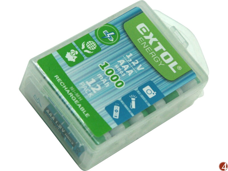 Baterie nabíjecí, 12ks, AAA (HR03), 1,2V, 1000mAh, NiMh Baterie nabíjecí, 12ks, AAA (HR03), 1,2V, 1000mAh, NiMh