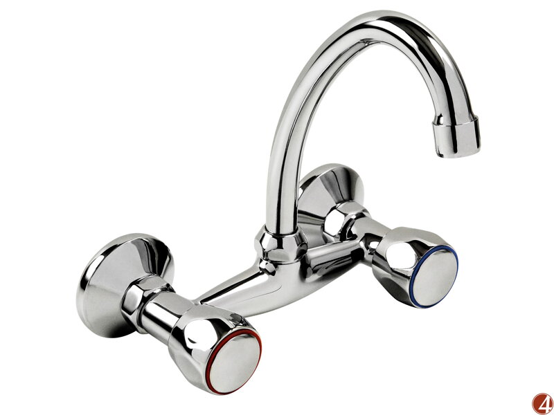 Baterie umyvadlová/dřezová, 150mm, horní ramínko J, keramický ventil, chrom