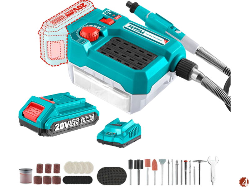 Bruska přímá AKU, 20V Li-ion, 2000mAh, s baterií a nabíječkou Bruska přímá AKU, 20V Li-ion, 2000mAh, s baterií a nabíječkou