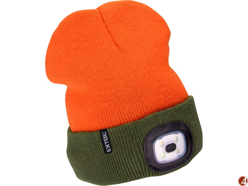 čepice s čelovkou 4x45lm, USB nabíjení, fluorescentní oranžová/khaki zelená, oboustranná, univerzální velikost čepice s čelovkou 4x45lm, USB nabíjení, fluorescentní oranžová/khaki zelená, oboustranná, univerzální velikost