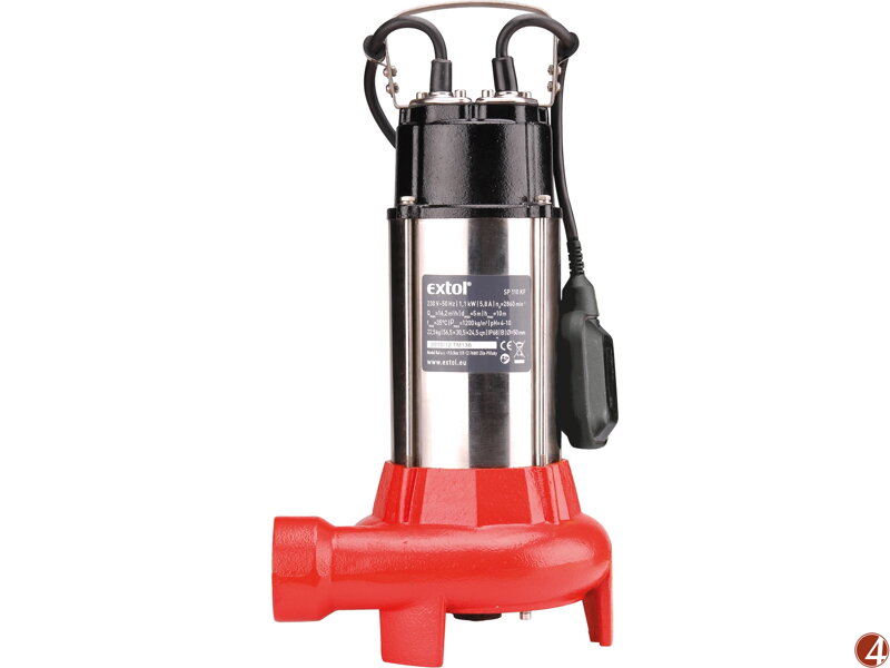 čerpadlo ponorné kalové s řezacím nožem, 1100W, 16200l/hod=270l/min čerpadlo ponorné kalové s řezacím nožem, 1100W, 16200l/hod=270l/min