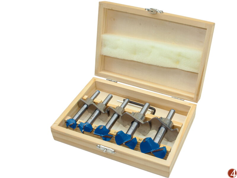 Frézy-sukovníky, do dřeva s hloubk. dorazem, sada 5ks,, ⌀15-20-25-30-35mm, s SK plátky Frézy-sukovníky, do dřeva s hloubk. dorazem, sada 5ks,, ⌀15-20-25-30-35mm, s SK plátky