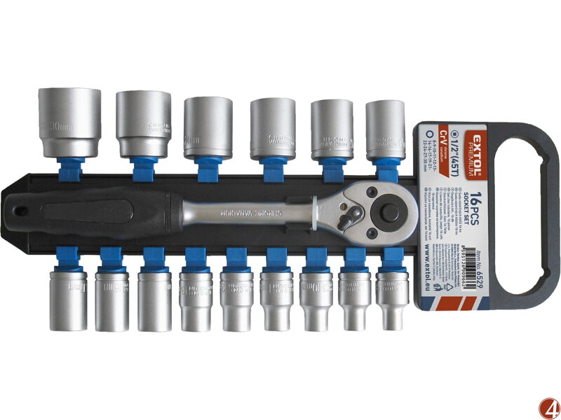 Hlavice nástrčné, sada 16ks, 1/2", CrV Hlavice nástrčné, sada 16ks, 1/2", CrV