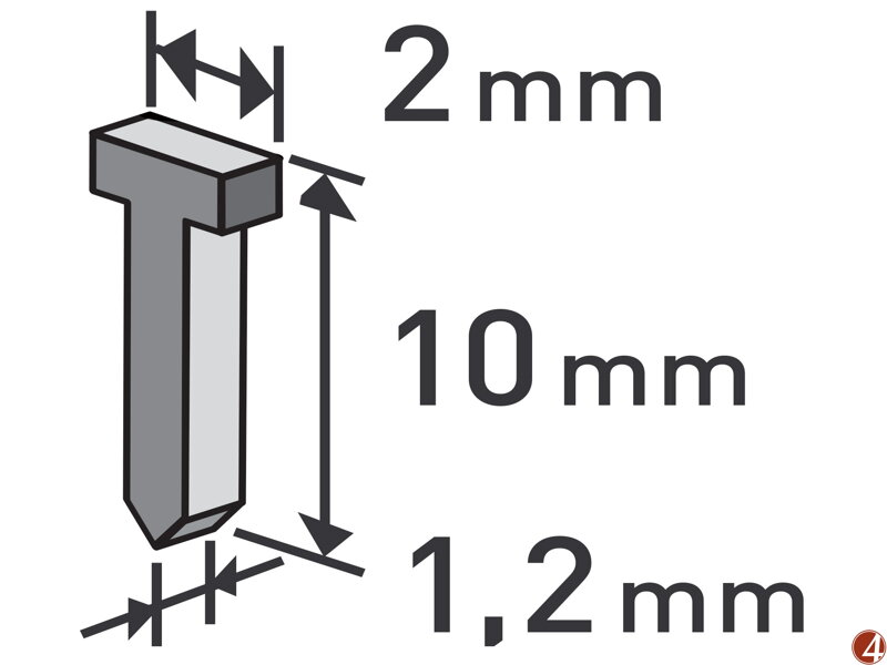 Hřebíky, balení 1000ks, 10mm, 2,0x0,52x1,2mm