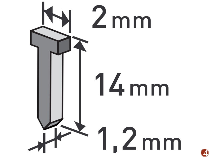 Hřebíky, balení 1000ks, 14mm, 2,0x0,52x1,2mm