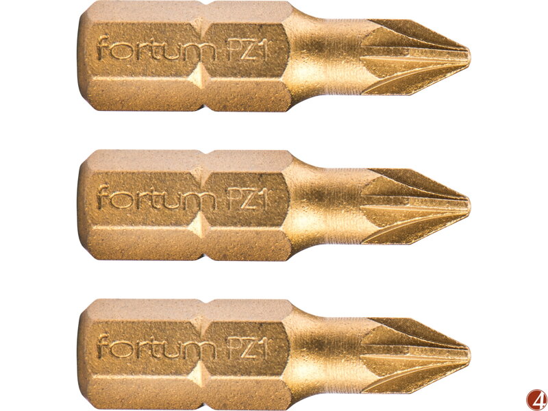 Hrot křížový pozidriv, sada 3ks, PZ 1x25mm,titan. úprava, S2 Hrot křížový pozidriv, sada 3ks, PZ 1x25mm,titan. úprava, S2