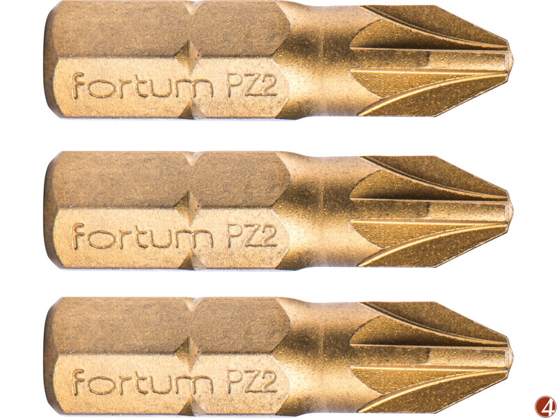 Hrot křížový pozidriv, sada 3ks, PZ 2x25mm,titan. úprava, S2 Hrot křížový pozidriv, sada 3ks, PZ 2x25mm,titan. úprava, S2