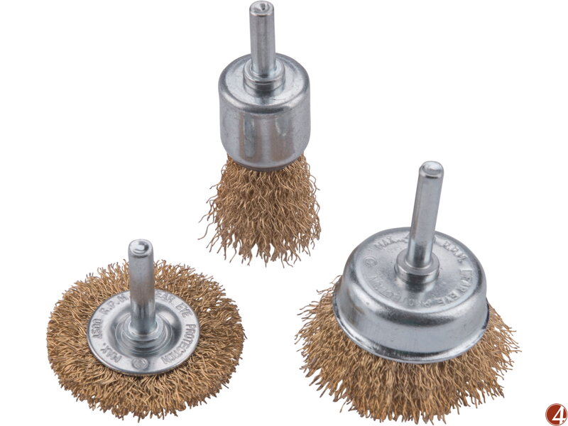 Kartáče pomosazené, sada 3ks, stopka 6mm