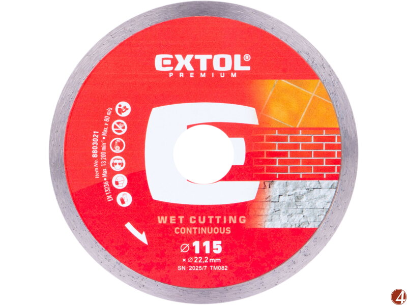 Kotouč diamantový řezný celoobv. EXTRA tenký - mokré řezání, O 115x22,2x1,1mm