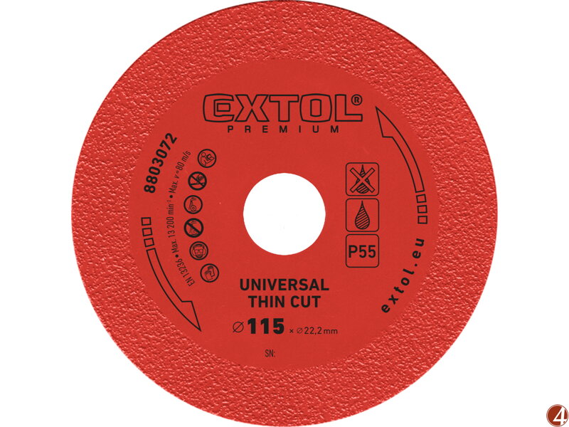 Kotouč diamantový řezný EXTRA tenký, 115x22,2x1,2mm