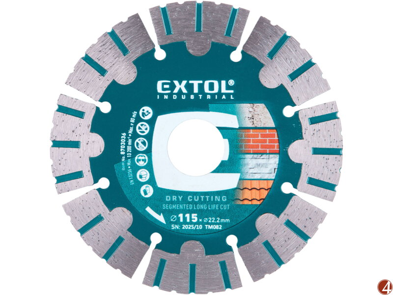 Kotouč diamantový řezný segmentový Long Life Cut, suché řezání, O 115x22,2x1,8mm