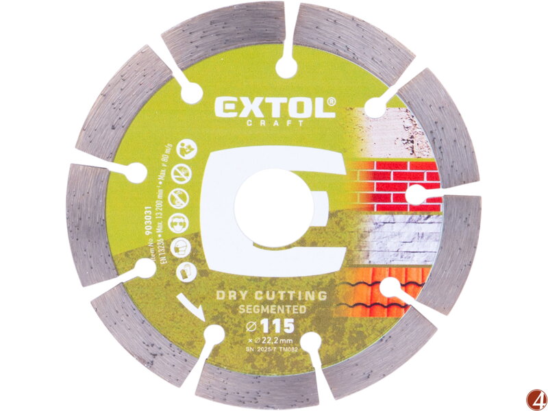 Kotouč diamantový řezný segmentový - suché řezání, O 115x22,2x1,8mm
