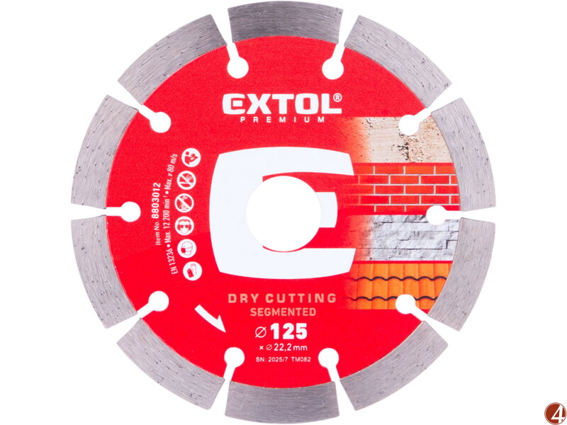 Kotouč diamantový řezný segmentový - suché řezání, O 125x22,2x1,8mm