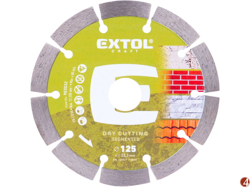 Kotouč diamantový řezný segmentový - suché řezání, O 125x22,2x1,8mm
