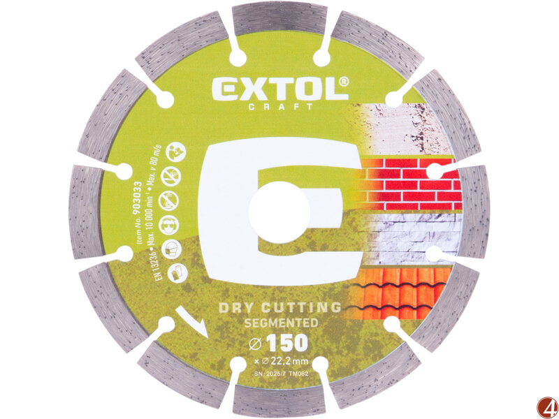 Kotouč diamantový řezný segmentový - suché řezání, O 150x22,2x2mm