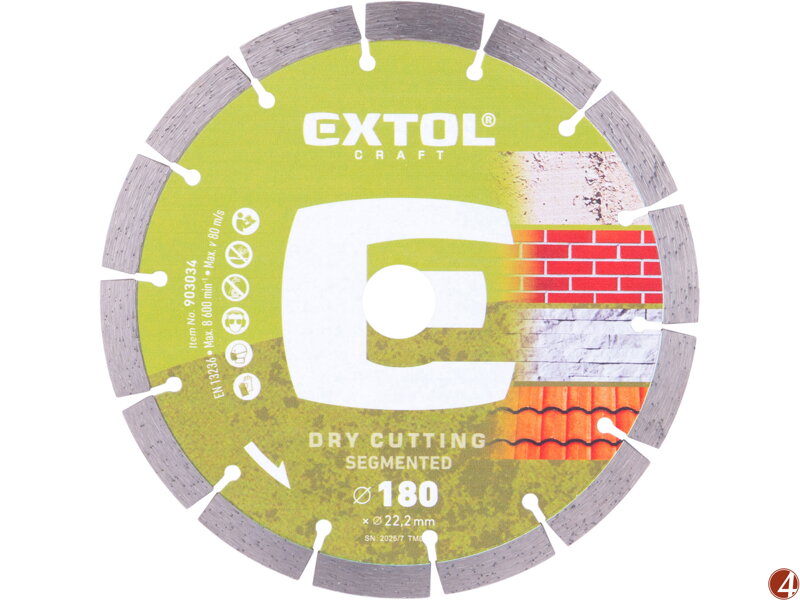 Kotouč diamantový řezný segmentový - suché řezání, O 180x22,2x2,4mm