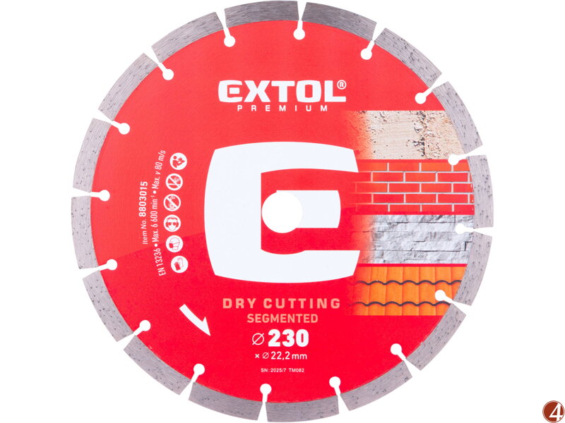 Kotouč diamantový řezný segmentový - suché řezání, O 230x22,2x2,6mm