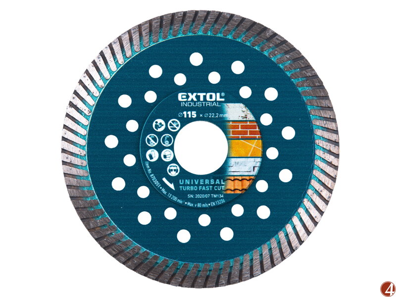 Kotouč diamantový řezný, turbo Fast Cut, suché i mokré řezání, O 115x22,2x2mm Kotouč diamantový řezný, turbo Fast Cut, suché i mokré řezání, O 115x22,2x2mm