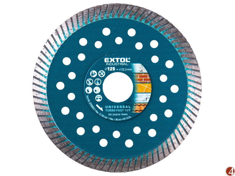 Kotouč diamantový řezný, turbo Fast Cut, suché i mokré řezání, O 125x22,2x2mm Kotouč diamantový řezný, turbo Fast Cut, suché i mokré řezání, O 125x22,2x2mm