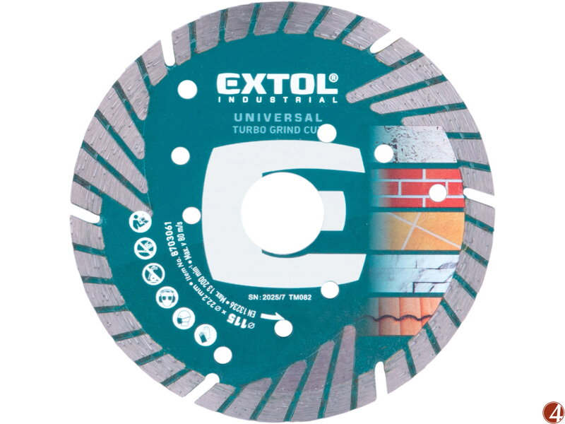 Kotouč diamantový řezný, turbo Grind Cut, suché i mokré řezání, O 115x22,2x2,2mm