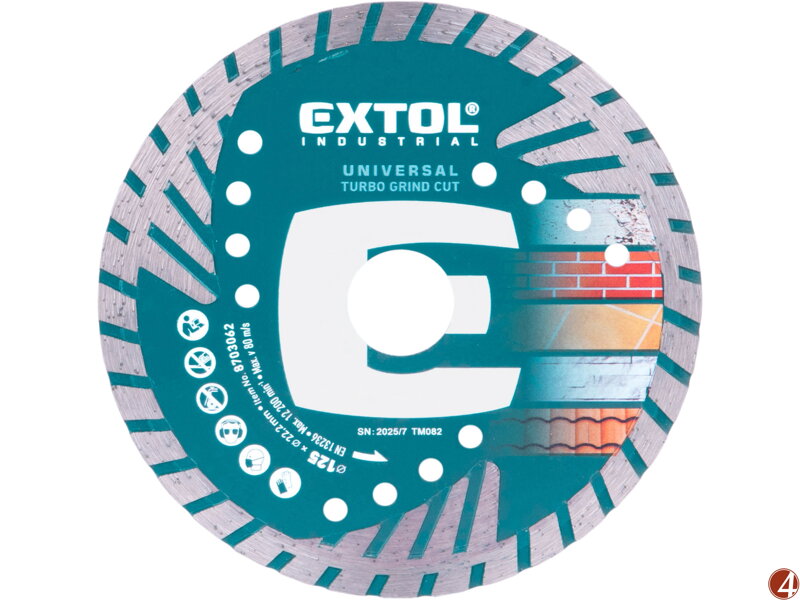 Kotouč diamantový řezný, turbo Grind Cut, suché i mokré řezání, O 125x22,2x2,2mm