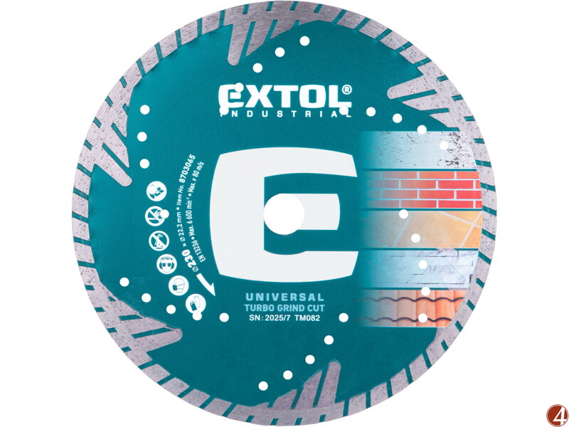 Kotouč diamantový řezný, turbo Grind Cut, suché i mokré řezání, O 230x22,2x2,6mm