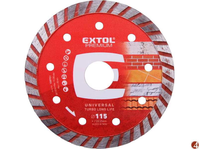 Kotouč diamantový řezný, turbo Long Life - suché i mokré řezání, 115x22,2x2,3mm Kotouč diamantový řezný, turbo Long Life - suché i mokré řezání, 115x22,2x2,3mm