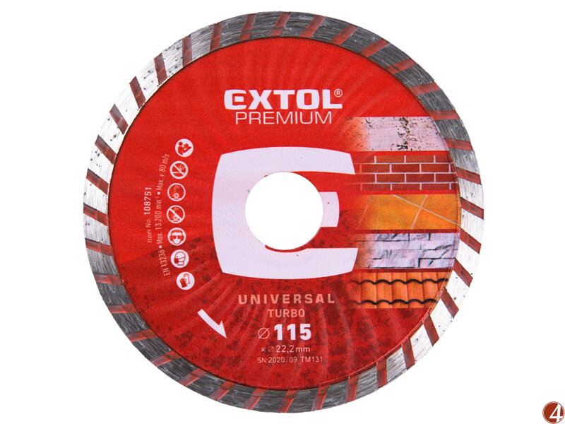 Kotouč diamantový řezný, turbo - suché i mokré řezání, O 115x22,2x2mm Kotouč diamantový řezný, turbo - suché i mokré řezání, O 115x22,2x2mm