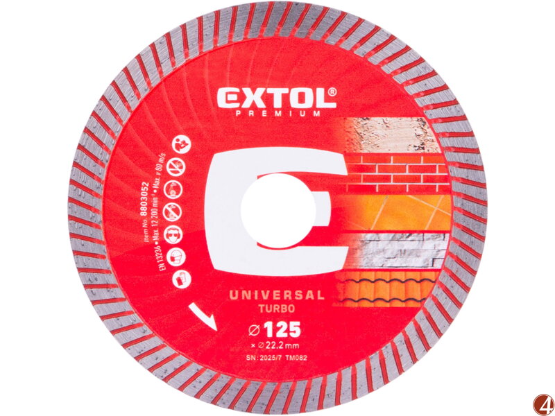 Kotouč diamantový řezný, turbo - suché i mokré řezání, O 125x22,2x2mm