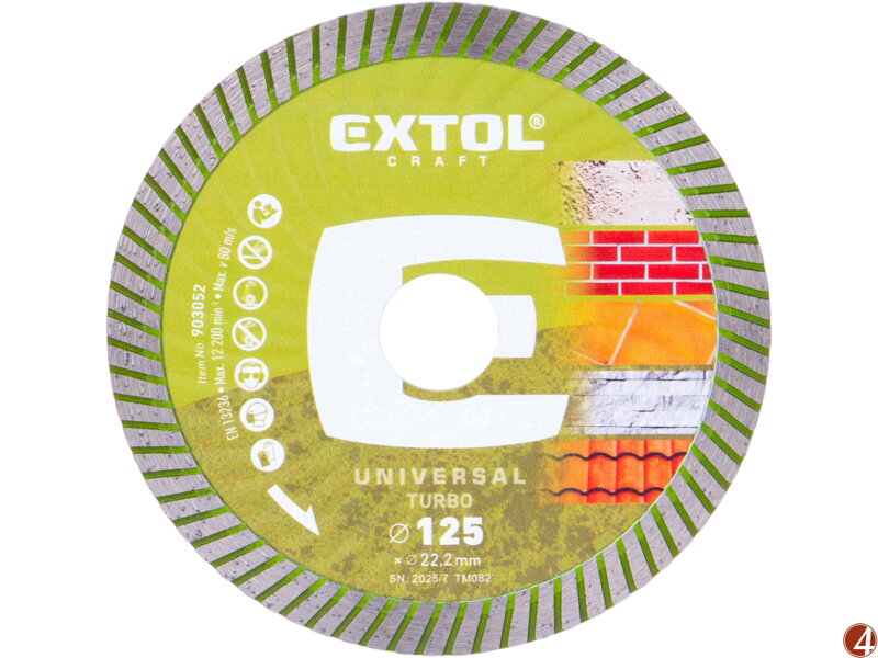 Kotouč diamantový řezný, turbo - suché i mokré řezání, O 125x22,2x2mm
