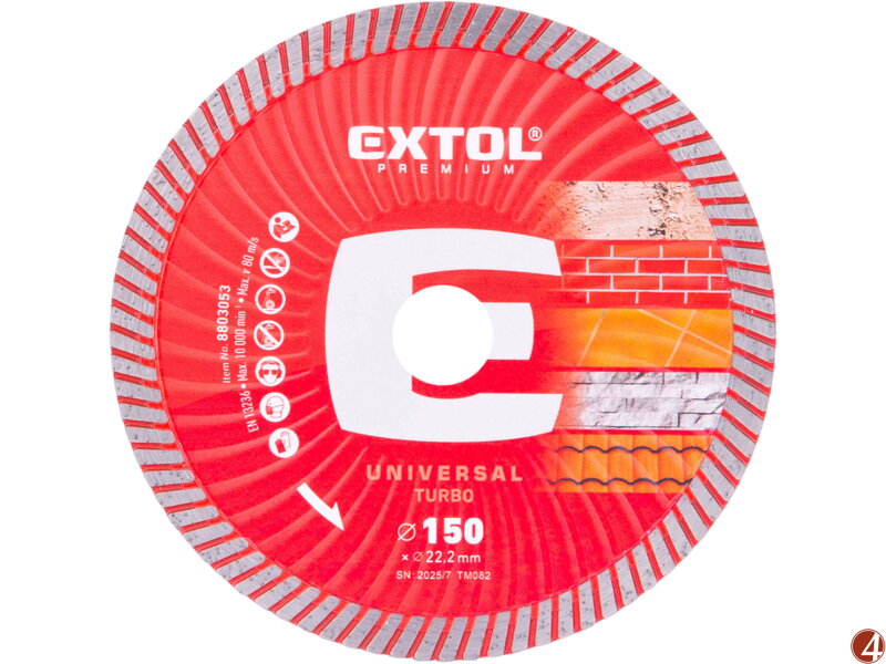 Kotouč diamantový řezný, turbo - suché i mokré řezání, O 150x22,2x2,4mm