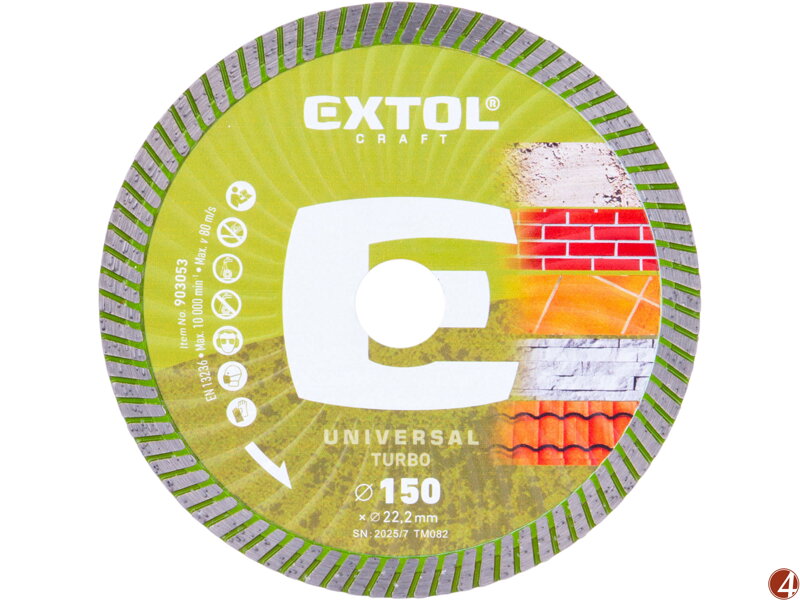 Kotouč diamantový řezný, turbo - suché i mokré řezání, O 150x22,2x2,4mm