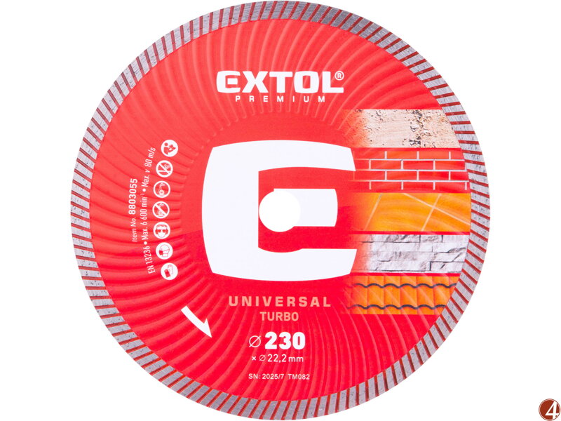 Kotouč diamantový řezný, turbo - suché i mokré řezání, O 230x22,2x2,6mm