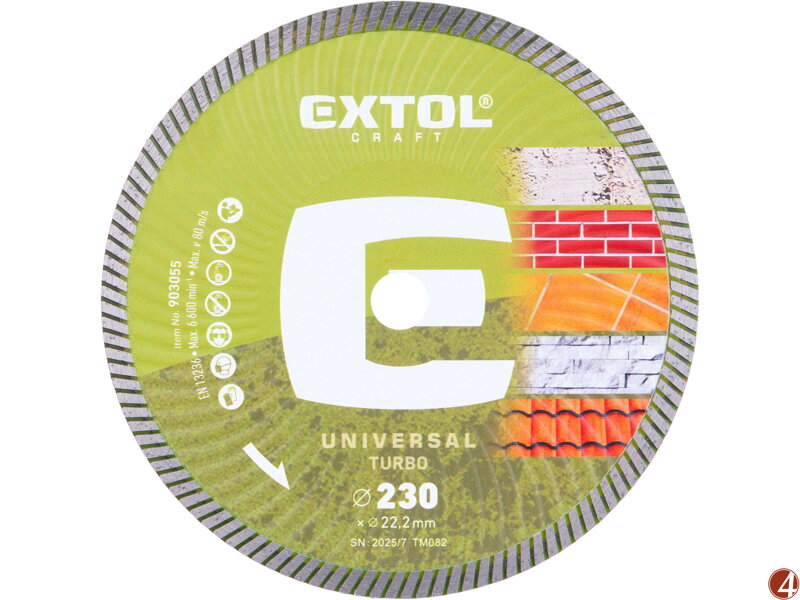 Kotouč diamantový řezný, turbo - suché i mokré řezání, O 230x22,2x2,6mm