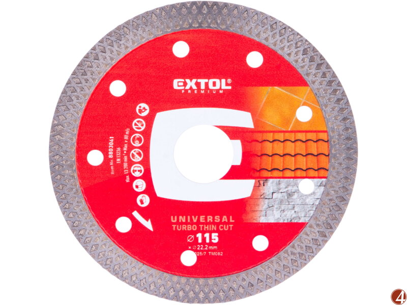 Kotouč diamantový řezný, turbo Thin Cut, suché i mokré řezání, O 115x22,2x1,2mm