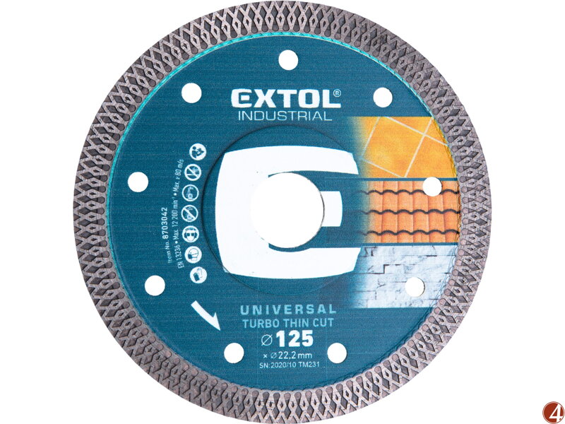 Kotouč diamantový řezný, turbo Thin Cut, suché i mokré řezání, O 125x22,2x1,5mm Kotouč diamantový řezný, turbo Thin Cut, suché i mokré řezání, O 125x22,2x1,5mm