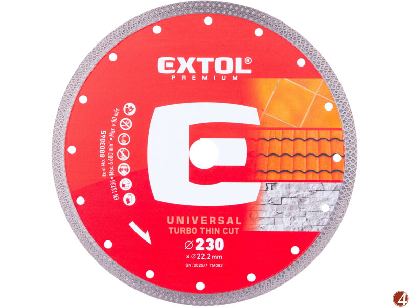 Kotouč diamantový řezný, turbo Thin Cut, suché i mokré řezání, O 230x22,2x2mm