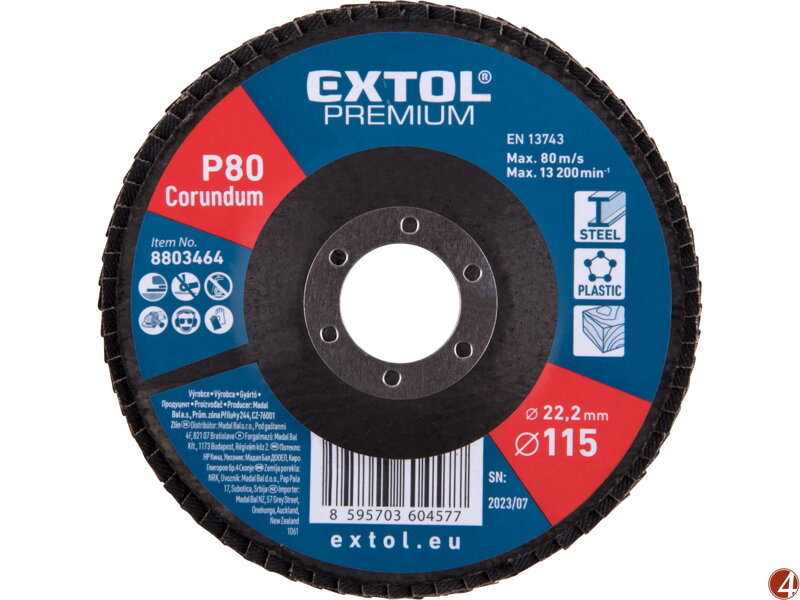 Kotouč lamelový šikmý korundový, O115mm, P80 Kotouč lamelový šikmý korundový, O115mm, P80