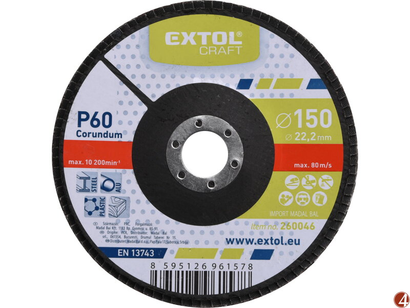 Kotouč lamelový šikmý korundový, P60, O 150mm