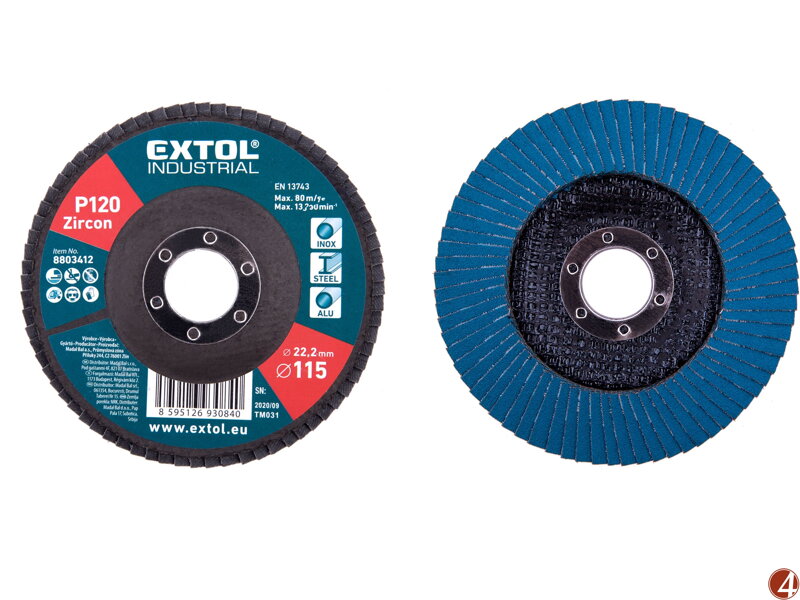 Kotouč lamelový šikmý zirkonový, P120, O 115mm Kotouč lamelový šikmý zirkonový, P120, O 115mm