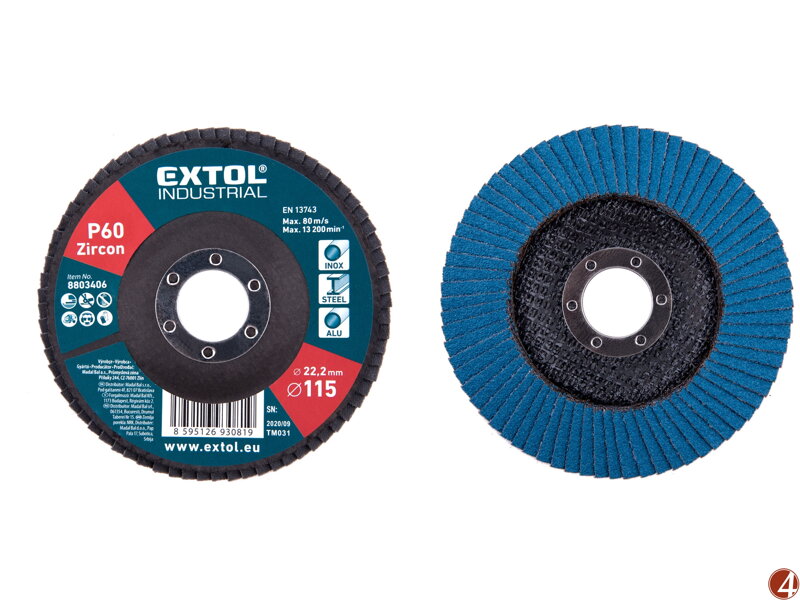 Kotouč lamelový šikmý zirkonový, P60, O 115mm Kotouč lamelový šikmý zirkonový, P60, O 115mm
