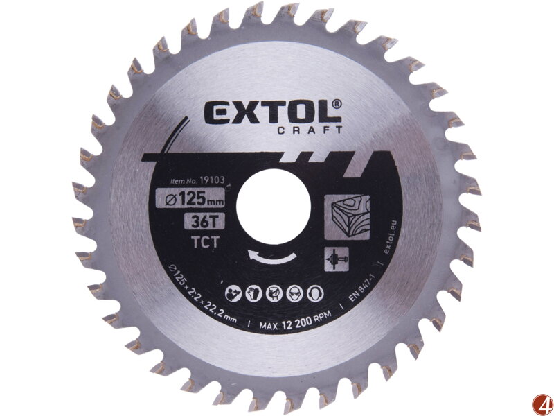 Kotouč pilový s SK plátky, O 125x2,2x22,2mm, 36T Kotouč pilový s SK plátky, O 125x2,2x22,2mm, 36T