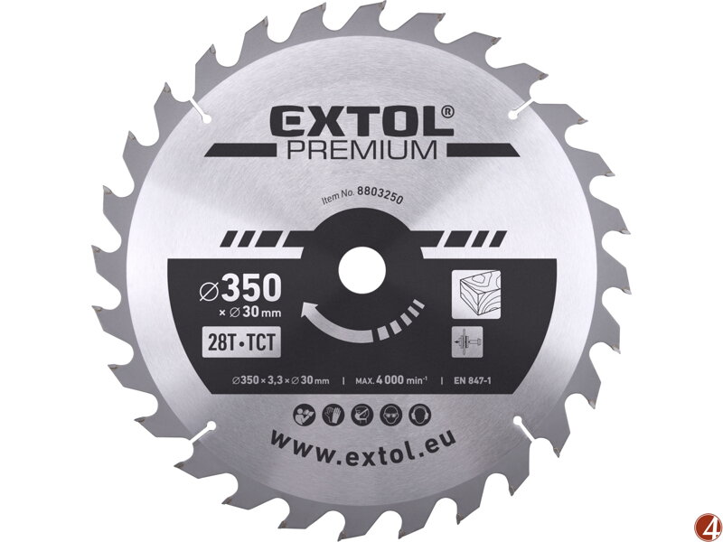 Kotouč pilový s SK plátky, O 350x3,3x30mm, 28T Kotouč pilový s SK plátky, O 350x3,3x30mm, 28T